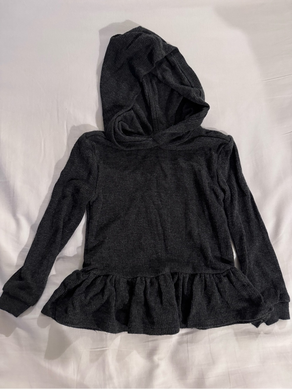 Little Sleepies Heather Black Waffle Peplum Hooded Tee